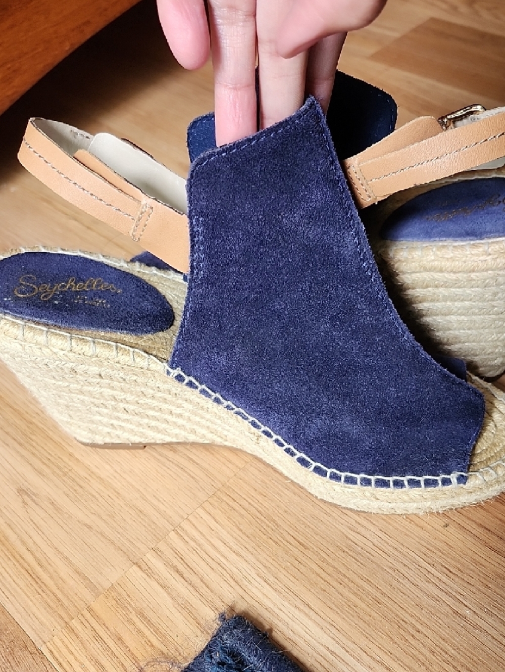 Seychelles Navy Suede Espadrille Slingback Sandals - Picture 6 of 7